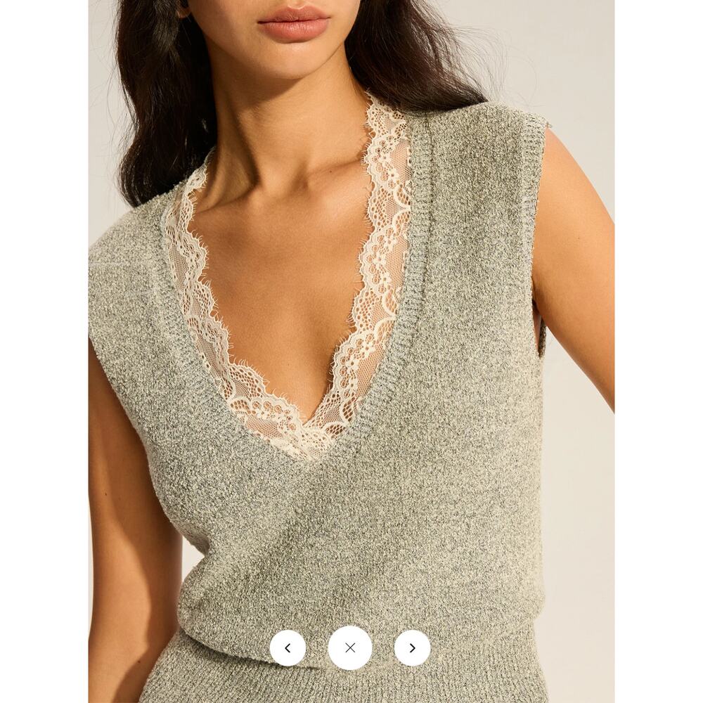NWT Commense Lace-Trimmed Waist-Cinching Knitted Vest Sz M - Picture 3 of 5